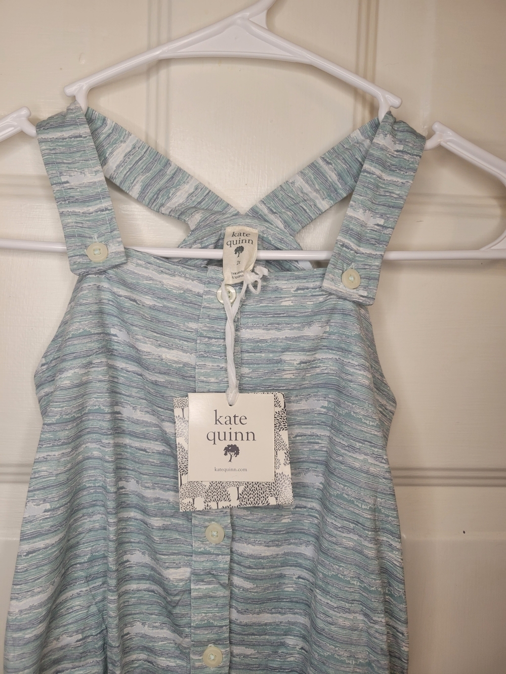 Kate Quinn Light Blue and Gray Striped Baby Romper - Picture 4 of 7